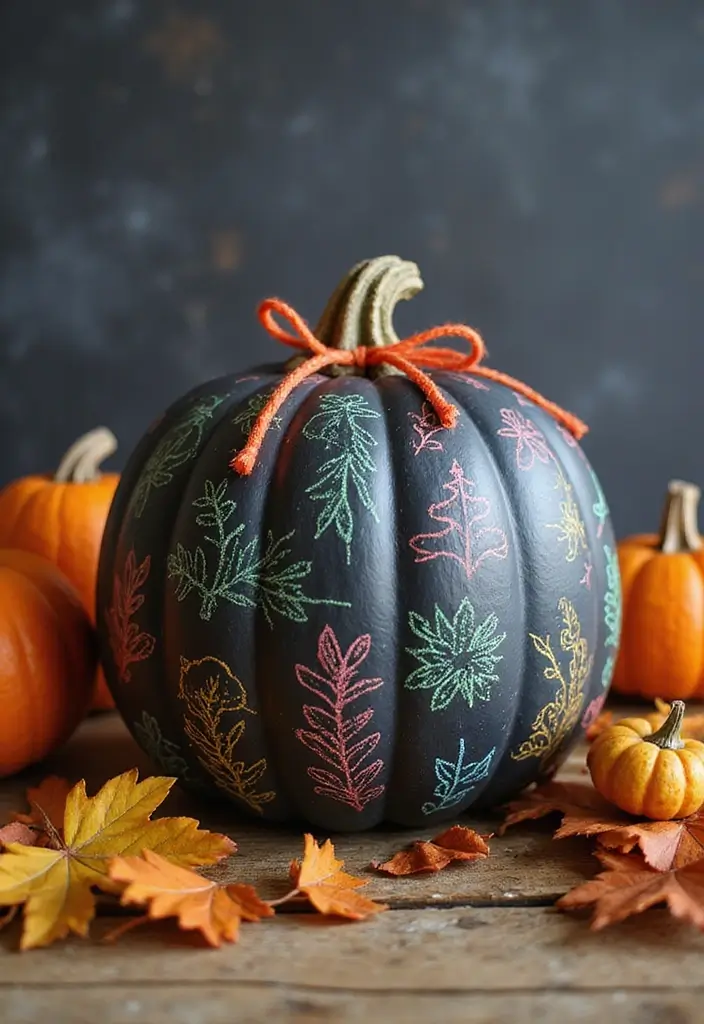 30 Creative Pumpkin Painting Ideas for Every Style - 27. Chalkboard Fun