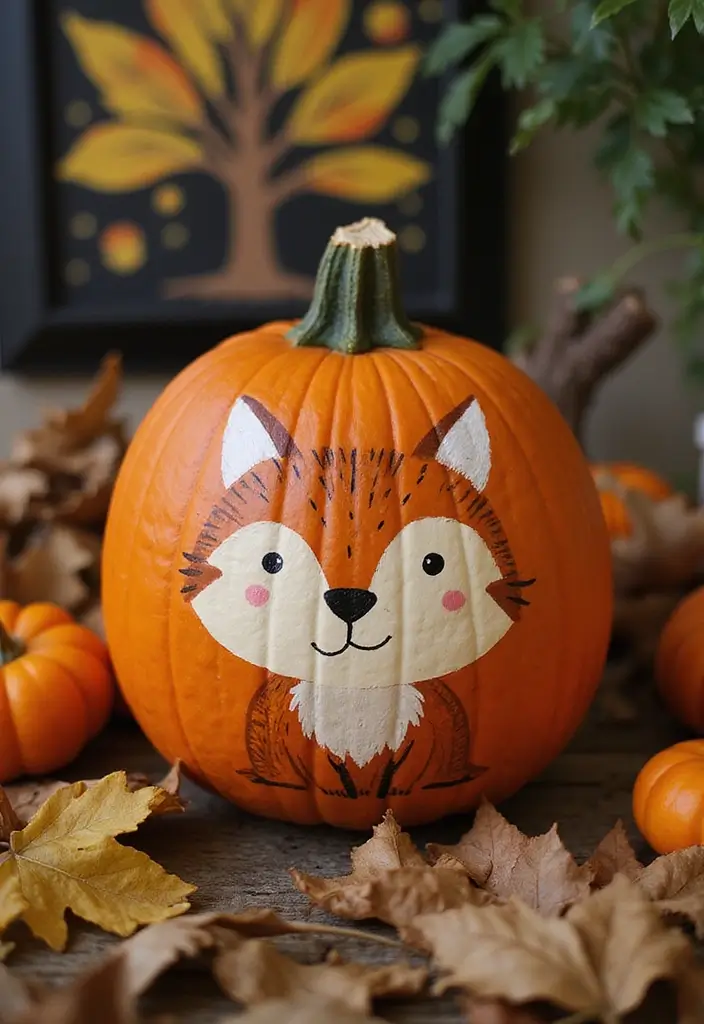 30 Creative Pumpkin Painting Ideas for Every Style - 28. Woodland Creatures