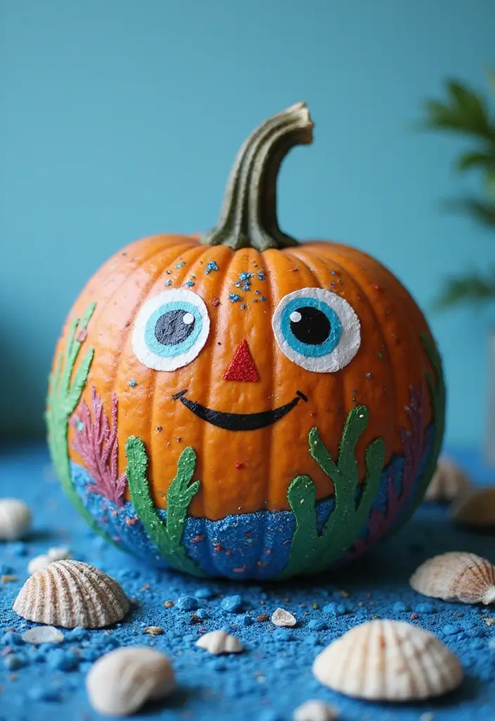 30 Creative Pumpkin Painting Ideas for Every Style - 4. Under the Sea
