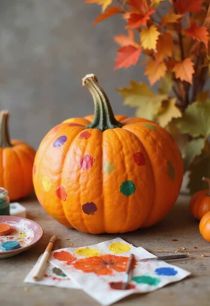 30 Creative Pumpkin Painting Ideas for Every Style - 7. Polka Dot Party