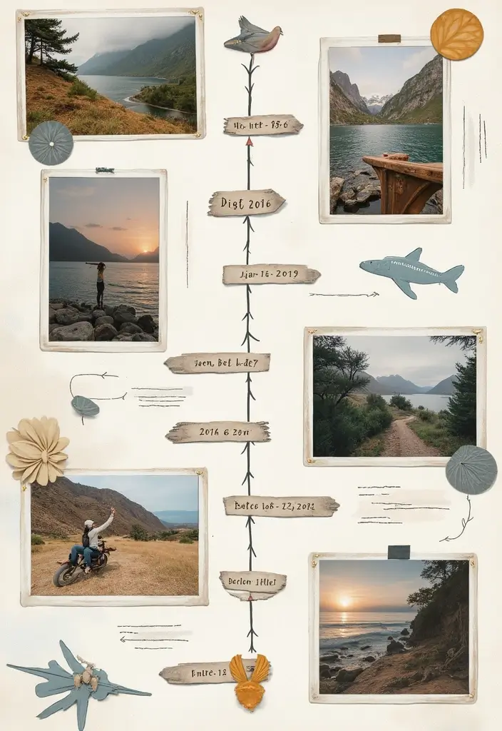 30 Creative Trip Scrapbook Ideas to Capture Every Adventure - 10. Travel Timeline