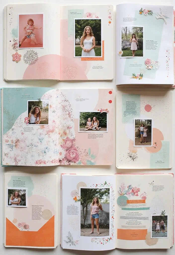 30 Creative Trip Scrapbook Ideas to Capture Every Adventure - 13. Color Coordinated Pages