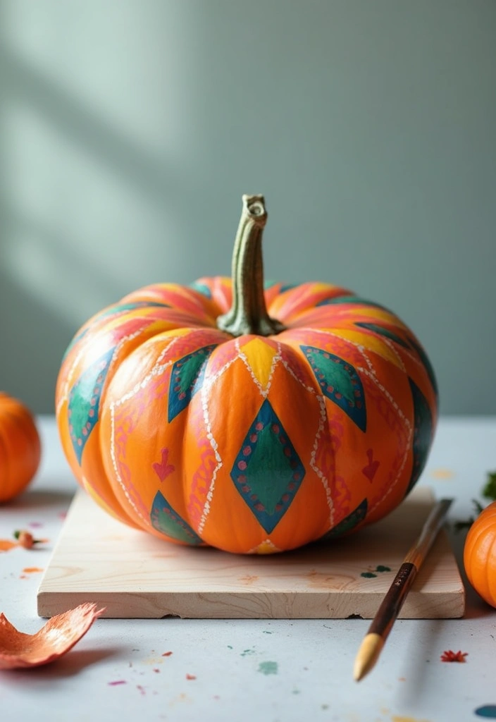 30 Cute Couple Pumpkin Painting Ideas for Fall Dates 61 30 Cute Couple Pumpkin Painting Ideas for Fall Dates - 11. Geometric Patterns