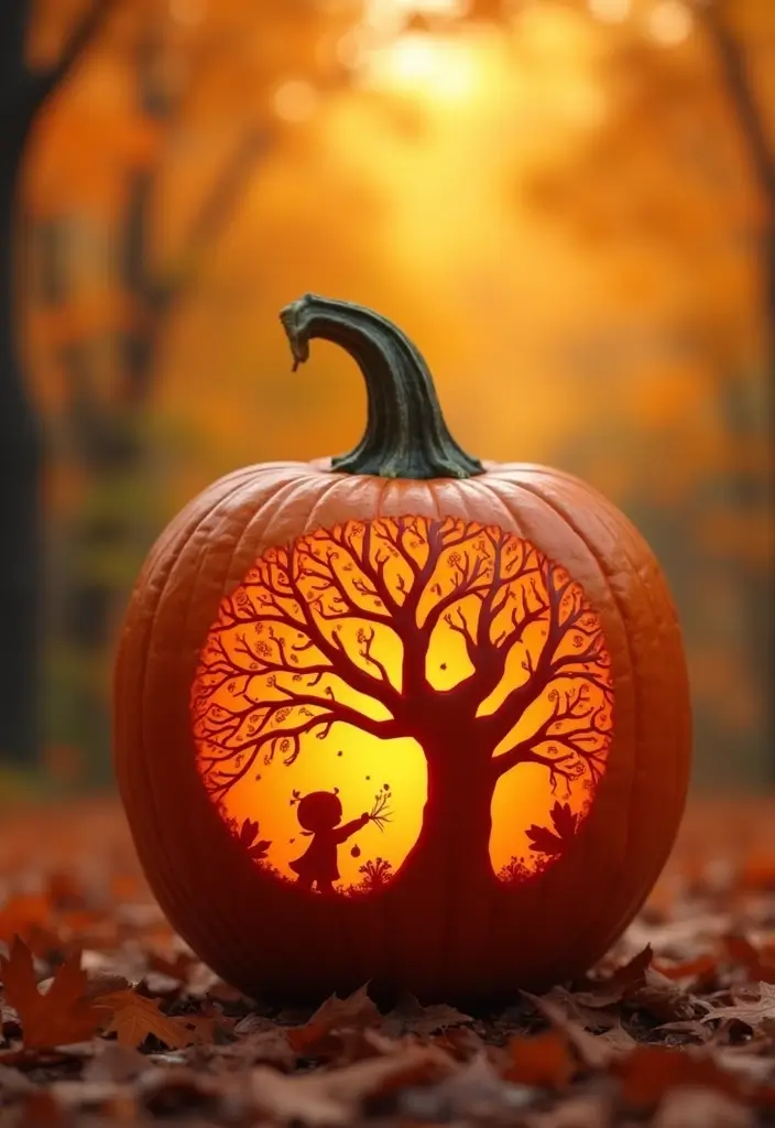 30 Cute Couple Pumpkin Painting Ideas for Fall Dates 69 30 Cute Couple Pumpkin Painting Ideas for Fall Dates - 13. Silhouette Art