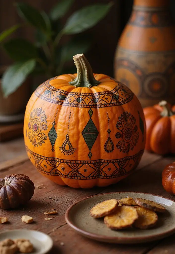 30 Cute Couple Pumpkin Painting Ideas for Fall Dates 90 30 Cute Couple Pumpkin Painting Ideas for Fall Dates - 18. Cultural Inspiration