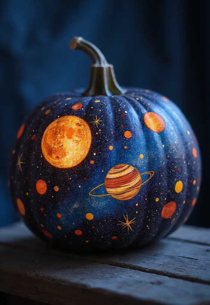 30 Cute Couple Pumpkin Painting Ideas for Fall Dates 128 30 Cute Couple Pumpkin Painting Ideas for Fall Dates - 28. Celestial Bodies