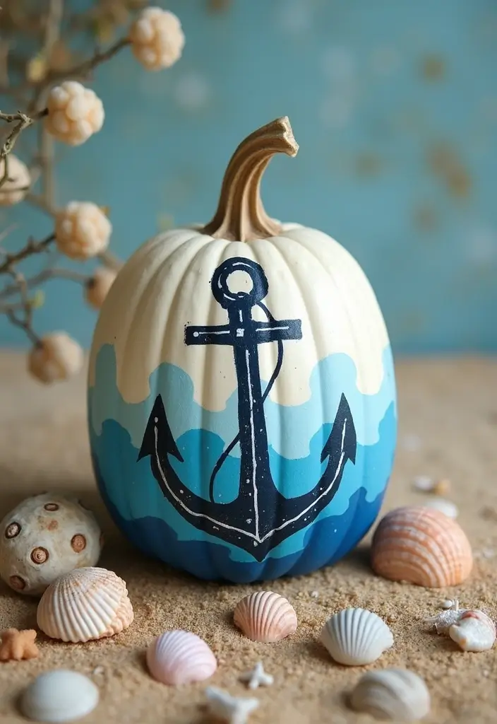 30 Cute Couple Pumpkin Painting Ideas for Fall Dates 46 30 Cute Couple Pumpkin Painting Ideas for Fall Dates - 8. Nautical Theme