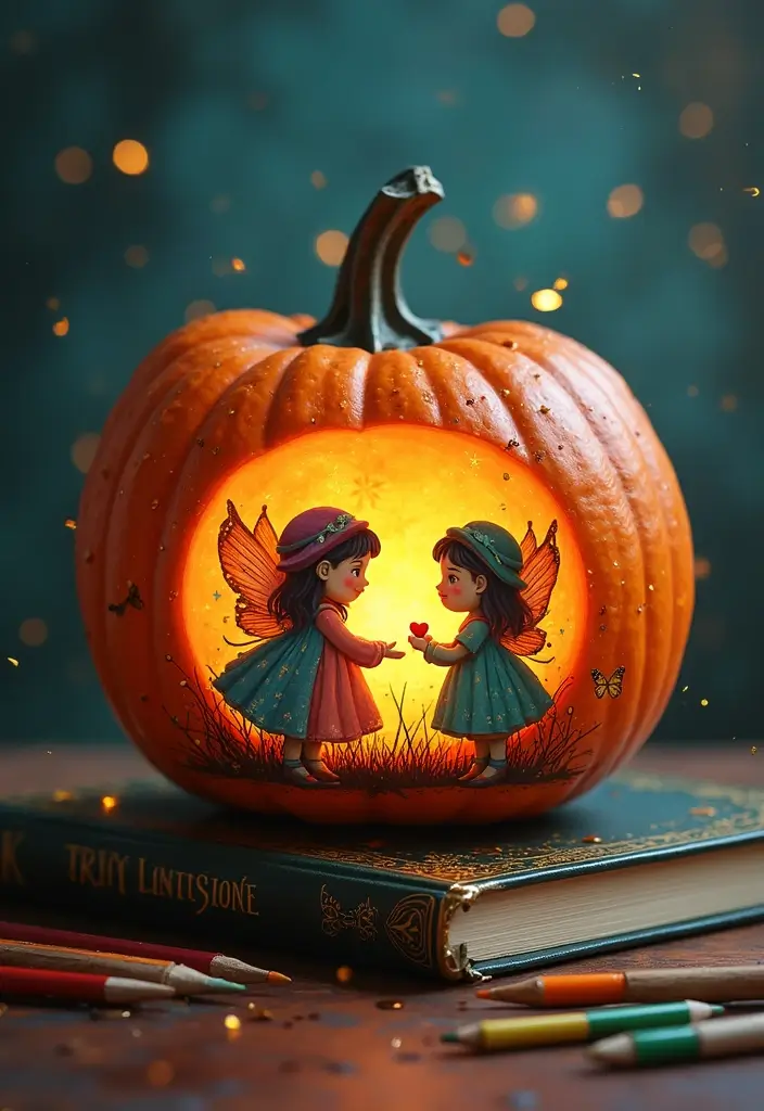 30 Cute Couple Pumpkin Painting Ideas for Fall Dates 51 30 Cute Couple Pumpkin Painting Ideas for Fall Dates - 9. Whimsical Fairy Tales