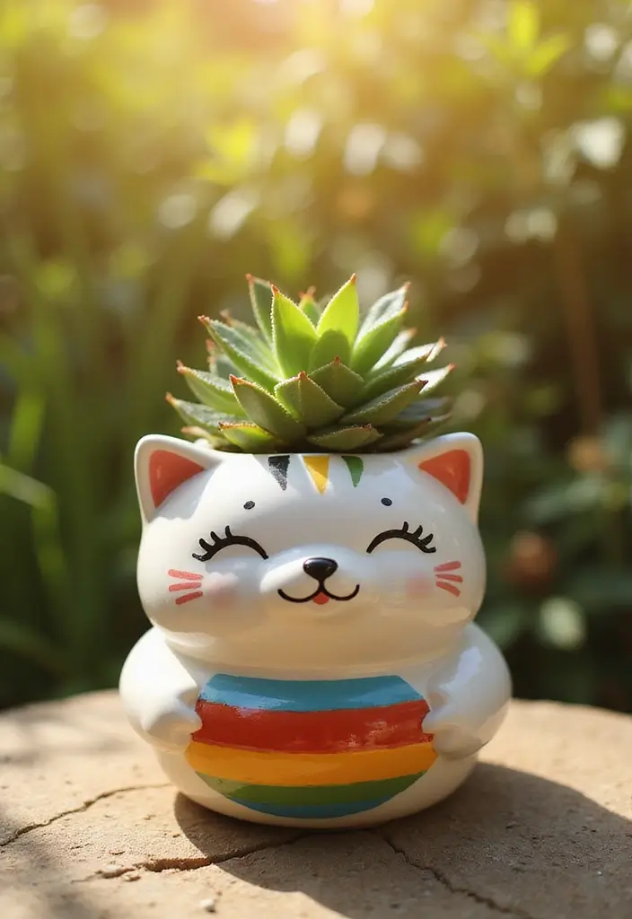 30 Cute Pottery Painting Ideas That’ll Melt Your Heart 1 30 Cute Pottery Painting Ideas That’ll Melt Your Heart - 1. Adorable Cat Planters