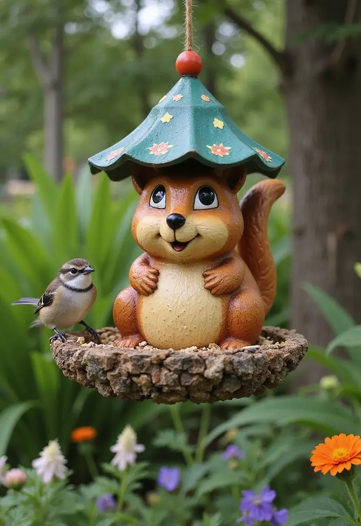 30 Cute Pottery Painting Ideas That’ll Melt Your Heart 79 30 Cute Pottery Painting Ideas That’ll Melt Your Heart - 15. Cute Squirrel Bird Feeders