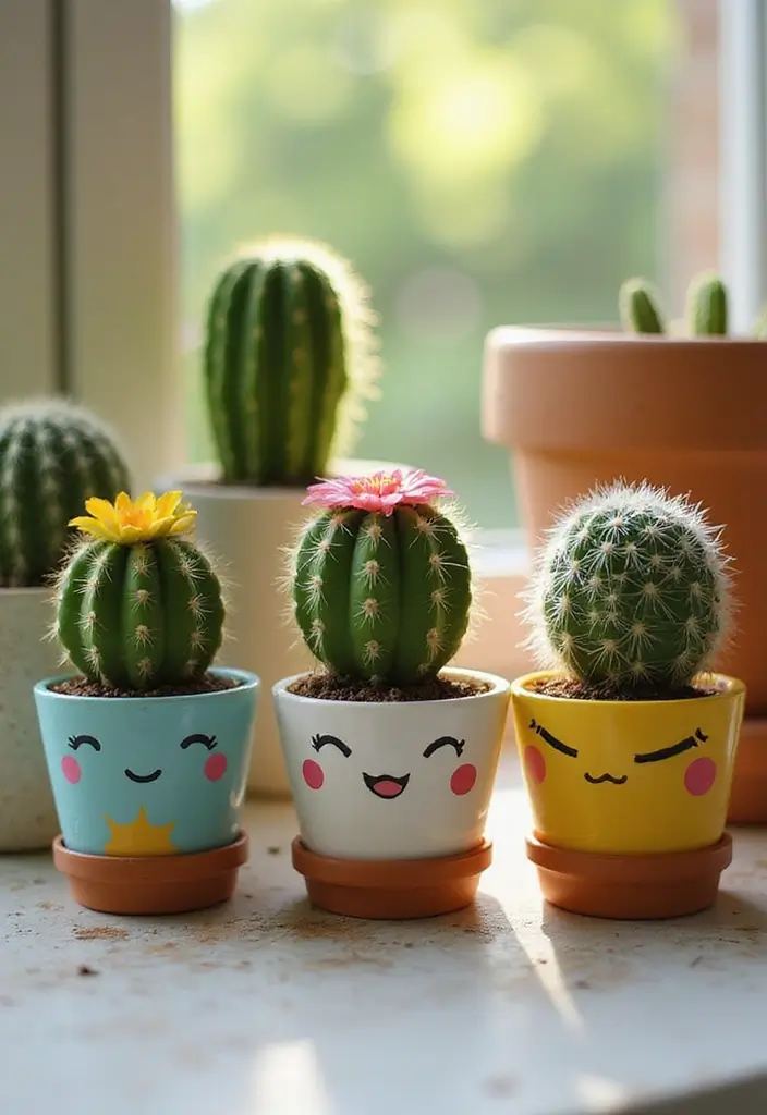 30 Cute Pottery Painting Ideas That’ll Melt Your Heart 27 30 Cute Pottery Painting Ideas That’ll Melt Your Heart - 5. Cute Cactus Pots