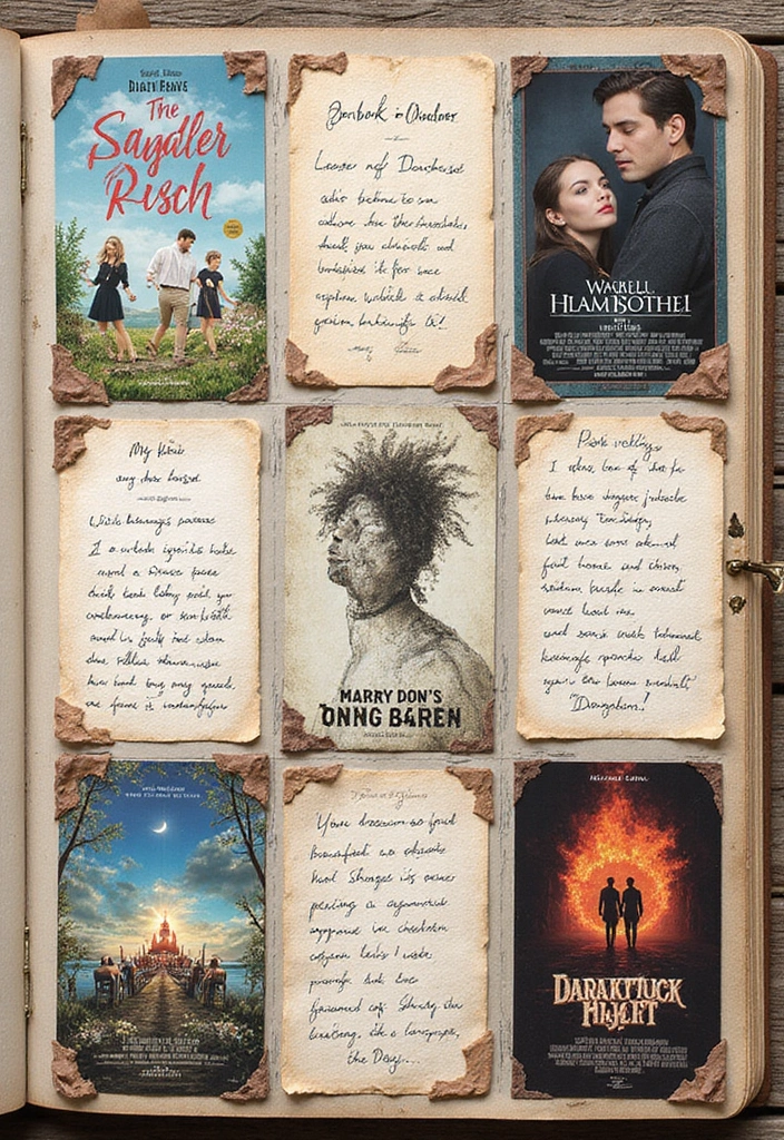 30 Cute Scrapbook Ideas for Your Boyfriend to Melt His Heart - 16. Shared Books and Movies