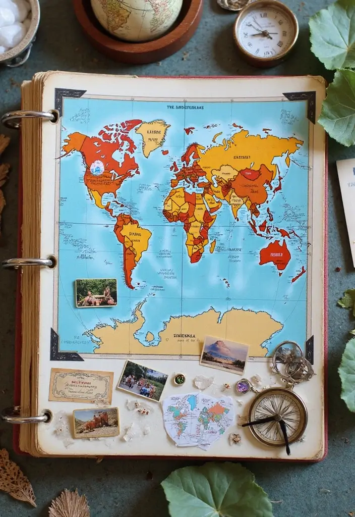 30 Cute Scrapbook Ideas for Your Boyfriend to Melt His Heart - 2. Adventure Map