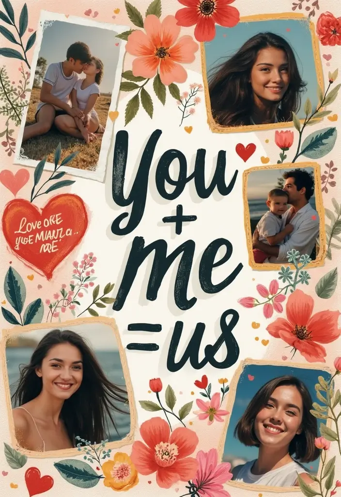 30 Cute Scrapbook Ideas for Your Boyfriend to Melt His Heart - 6. You + Me = Us