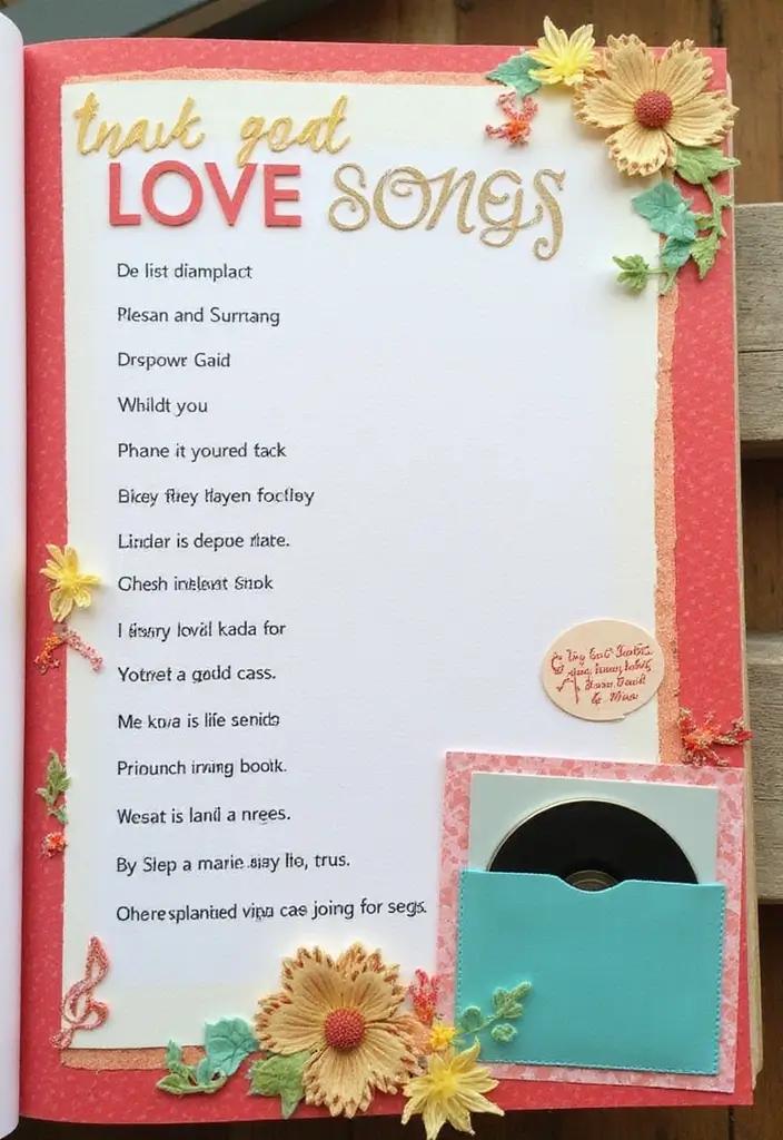 30 Cute Scrapbook Ideas for Your Boyfriend to Melt His Heart - 8. Playlist of Our Love