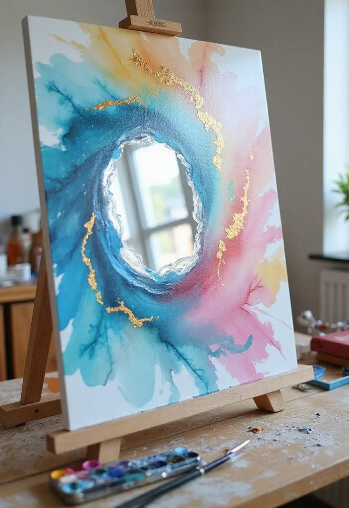 30 DIY Mirror Painting Ideas for a Chic Home Touch - 1. Abstract Watercolor Wonders