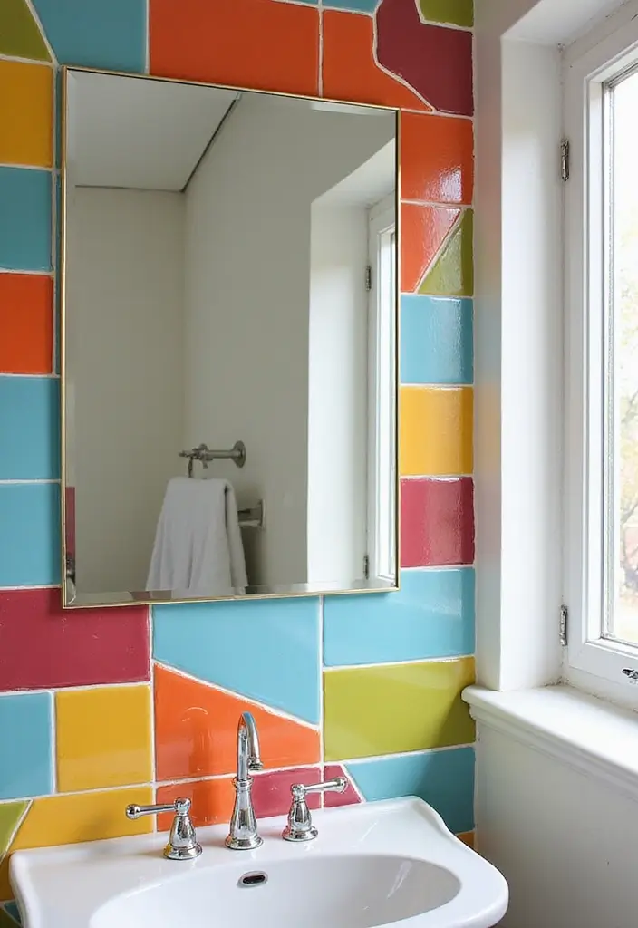 30 DIY Mirror Painting Ideas for a Chic Home Touch - 11. Patterned Tiling