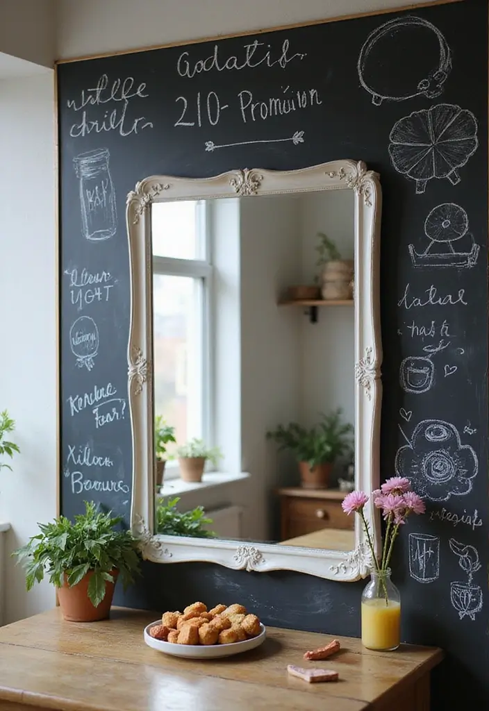 30 DIY Mirror Painting Ideas for a Chic Home Touch - 14. Interactive Chalkboard Mirror