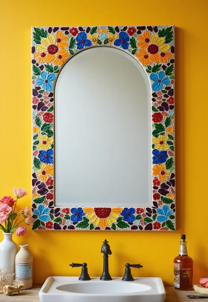 30 DIY Mirror Painting Ideas for a Chic Home Touch - 18. Mosaic Dream