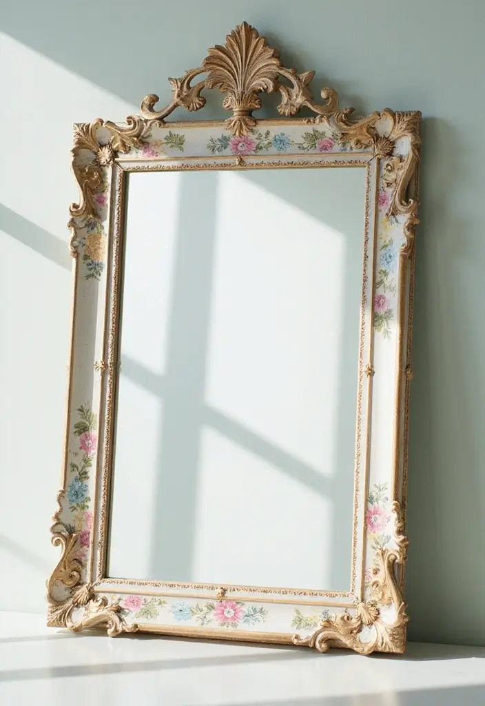 30 DIY Mirror Painting Ideas for a Chic Home Touch - 2. Elegant Floral Frame