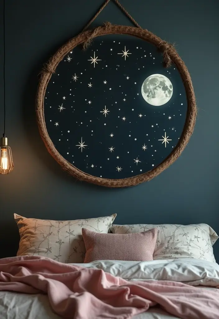 30 DIY Mirror Painting Ideas for a Chic Home Touch - 24. Celestial Motifs