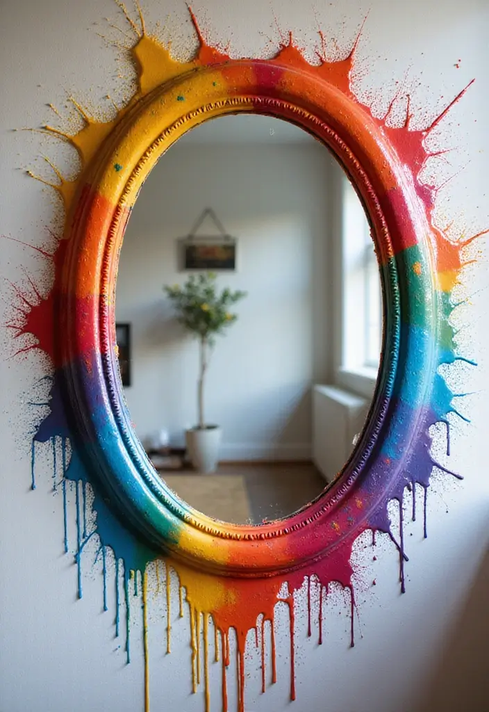 30 DIY Mirror Painting Ideas for a Chic Home Touch - 26. Layered Color Splash