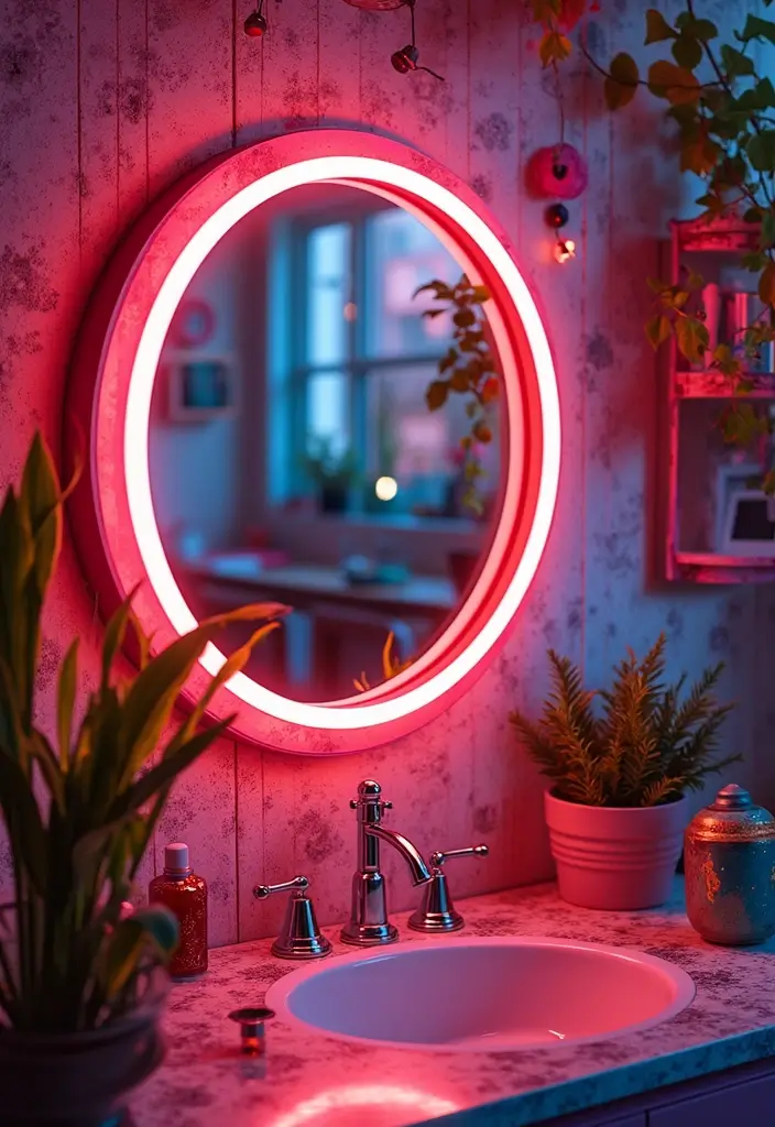 30 DIY Mirror Painting Ideas for a Chic Home Touch - 30. Bright Neon Accents