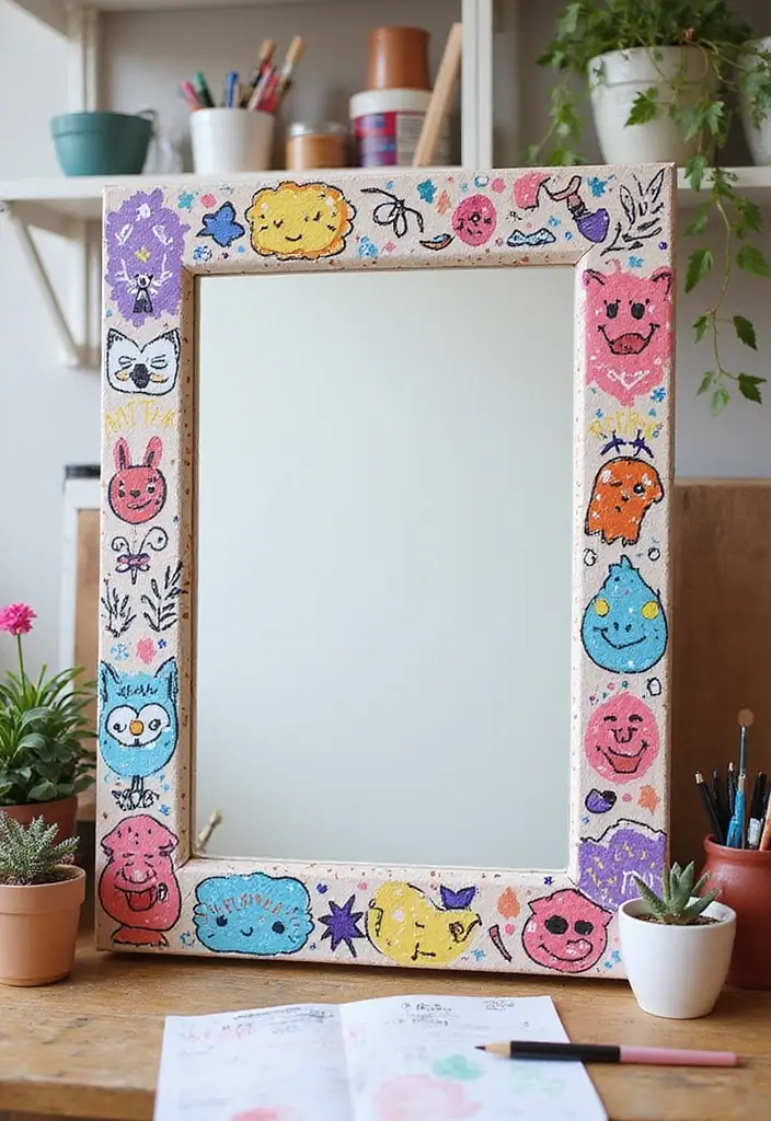 30 DIY Mirror Painting Ideas for a Chic Home Touch - 9. Whimsical Doodle Designs