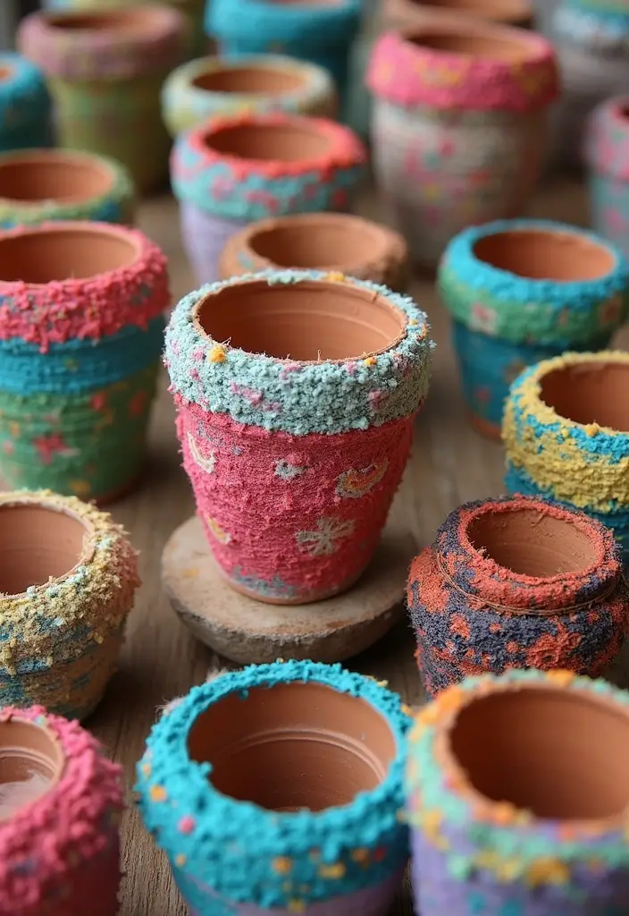 30 DIY Pot Painting Ideas to Brighten Your Space - 10. Upcycled Fabric Pots