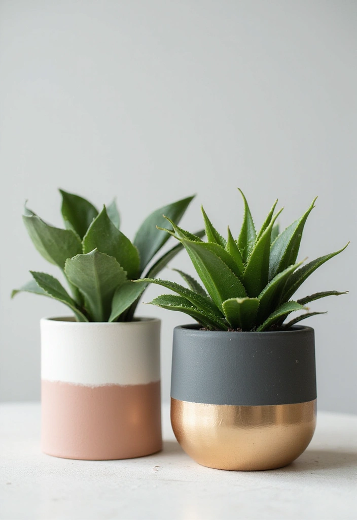 30 DIY Pot Painting Ideas to Brighten Your Space - 11. Metallic Accents