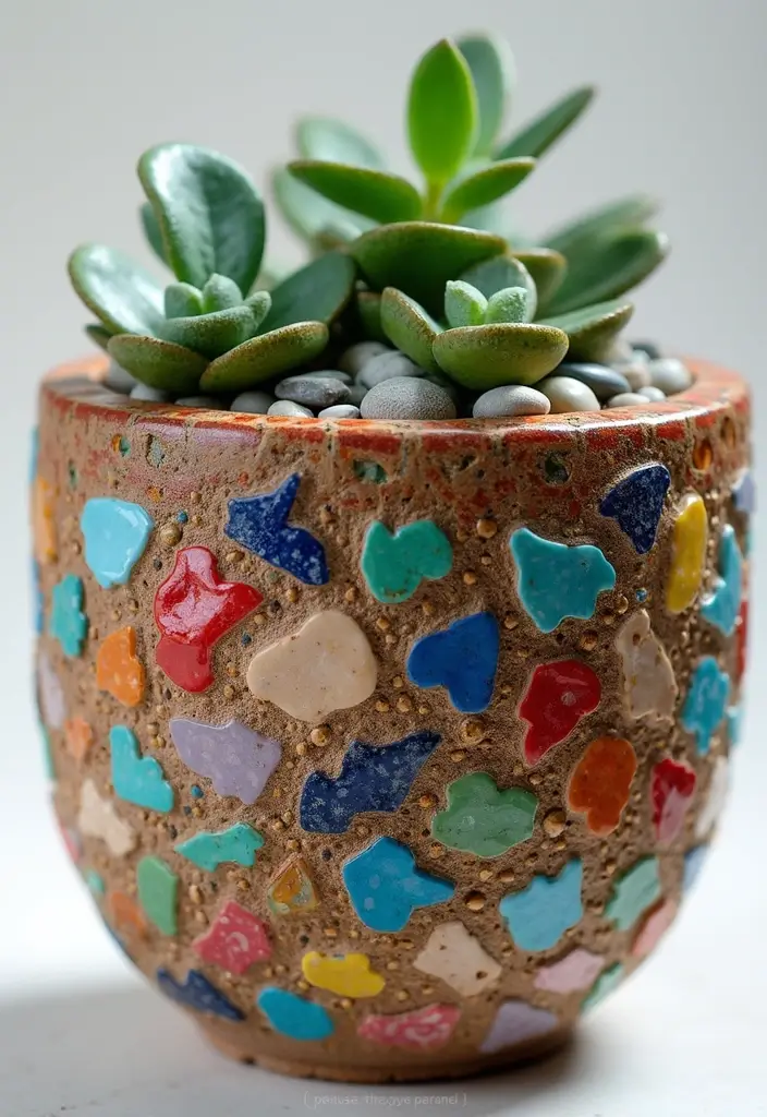 30 DIY Pot Painting Ideas to Brighten Your Space - 15. Mosaic Style