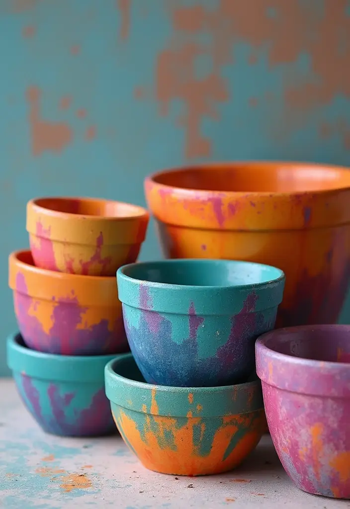 30 DIY Pot Painting Ideas to Brighten Your Space - 17. Tie-Dye Pots
