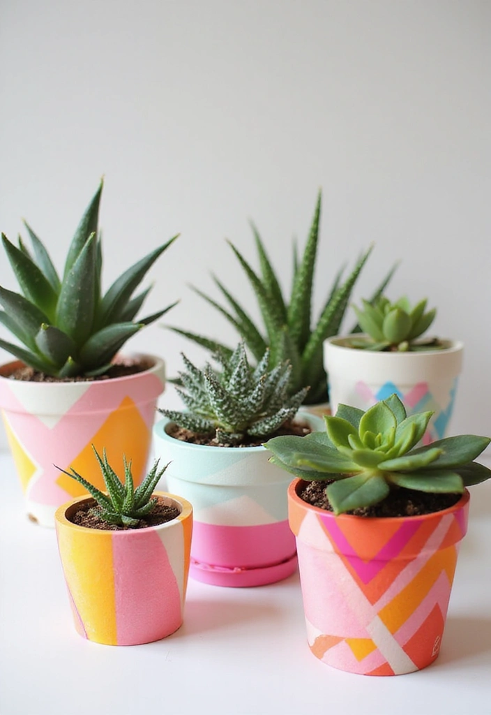 30 DIY Pot Painting Ideas to Brighten Your Space - 2. Geometric Designs