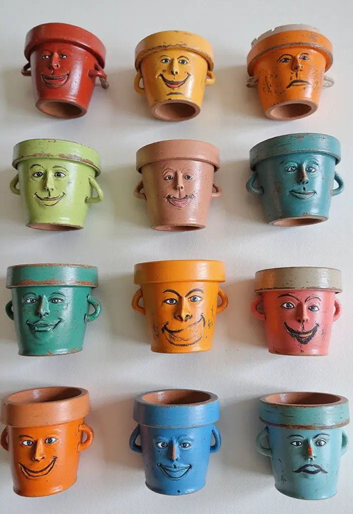 30 DIY Pot Painting Ideas to Brighten Your Space - 30. Personalized Family Pots
