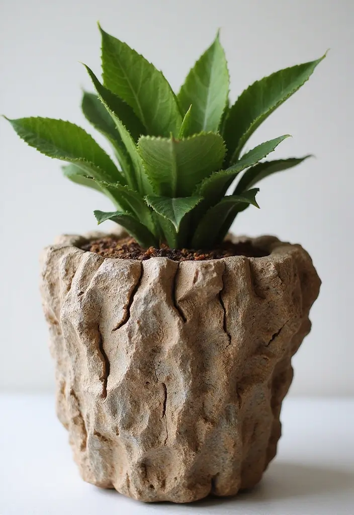 30 DIY Pot Painting Ideas to Brighten Your Space - 4. Nature-Inspired Textures