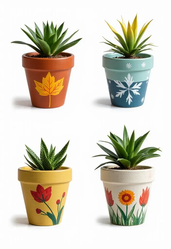 30 DIY Pot Painting Ideas to Brighten Your Space - 8. Seasonal Themes