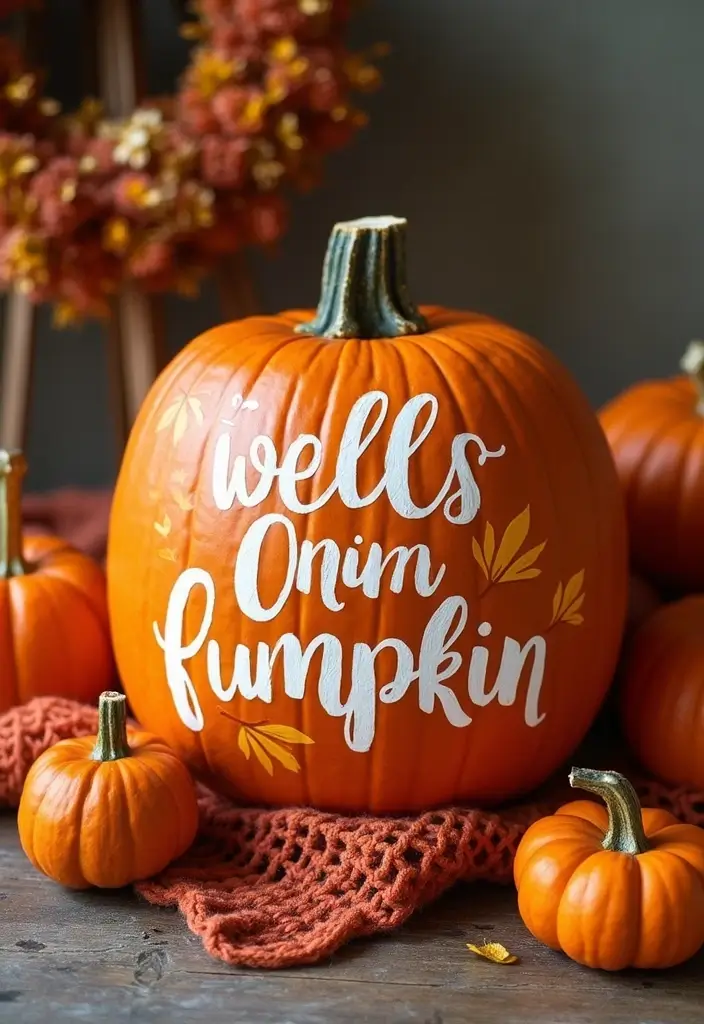 30 Fall Pumpkin Painting Ideas for Cozy Autumn Vibes - 11. Seasonal Quote Pumpkins