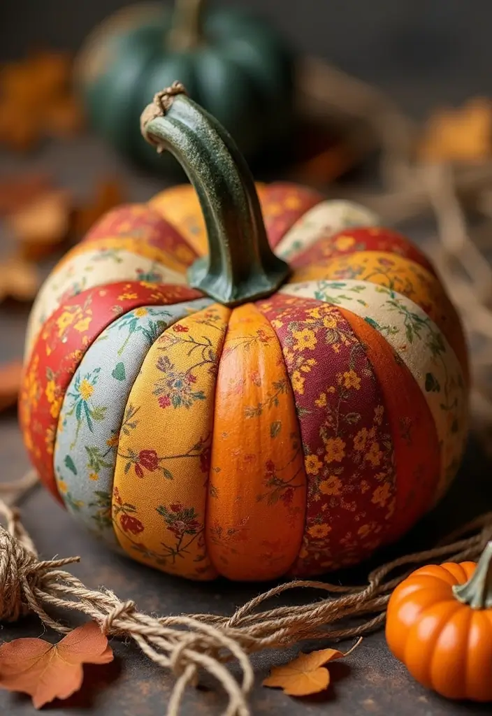 30 Fall Pumpkin Painting Ideas for Cozy Autumn Vibes - 13. Patchwork Pattern Pumpkins