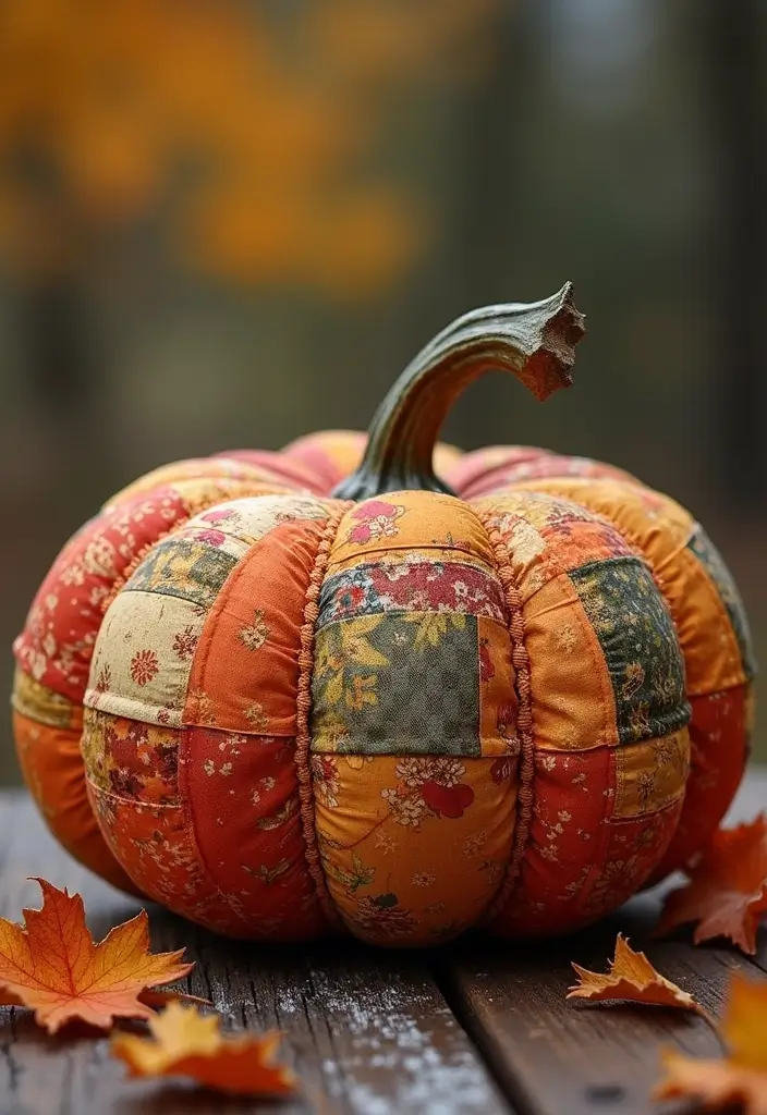 30 Fall Pumpkin Painting Ideas for Cozy Autumn Vibes - 20. Patchwork Quilt Pumpkins