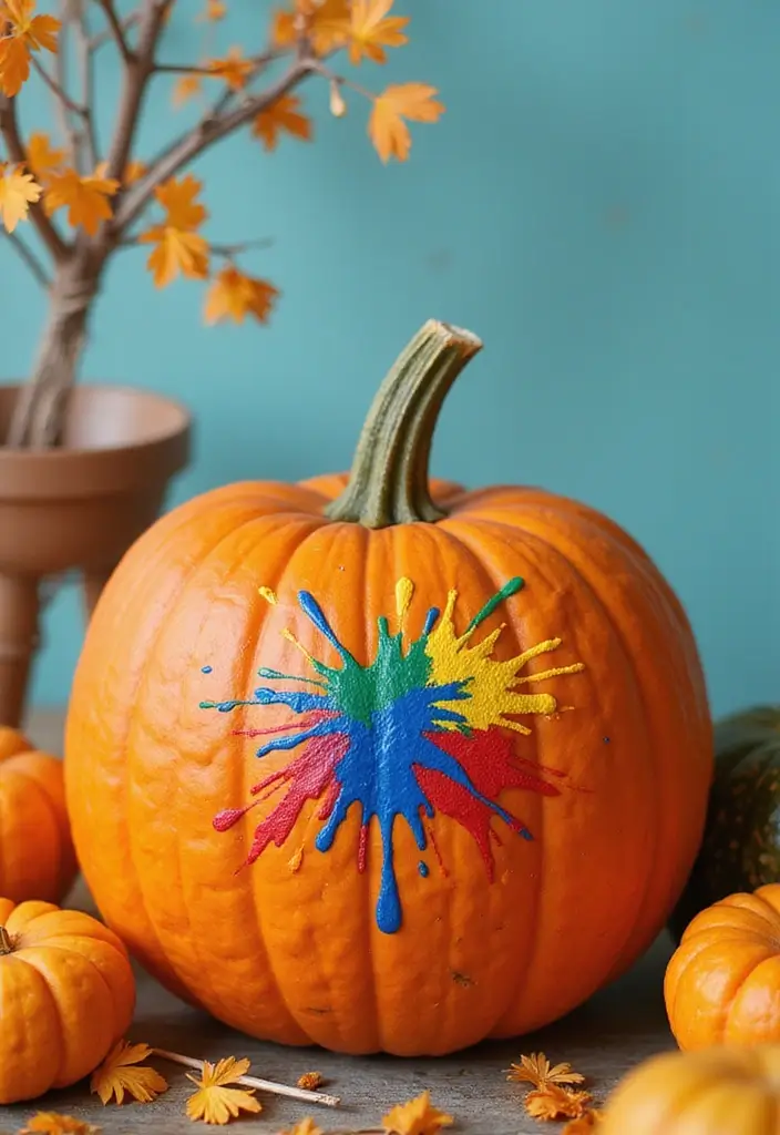 30 Fall Pumpkin Painting Ideas for Cozy Autumn Vibes - 27. Color Splash Pumpkins