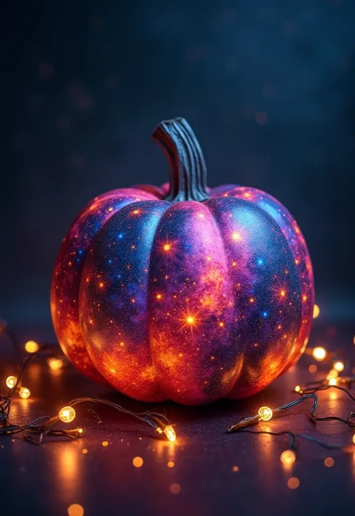 30 Fall Pumpkin Painting Ideas for Cozy Autumn Vibes - 8. Galaxy Pumpkins