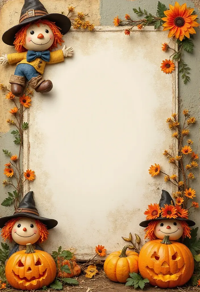 30 Fall Scrapbook Ideas Full of Cozy Autumn Vibes - 10. Scarecrow Scenes