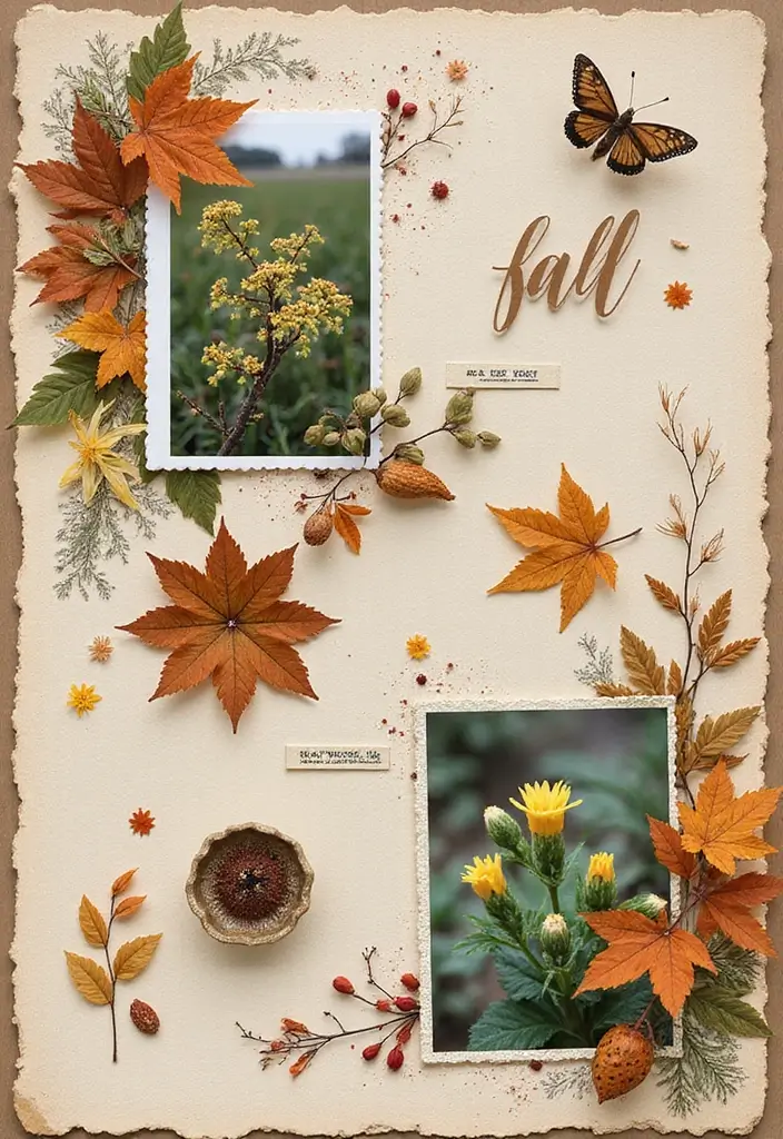 30 Fall Scrapbook Ideas Full of Cozy Autumn Vibes - 14. Fall Flora and Fauna
