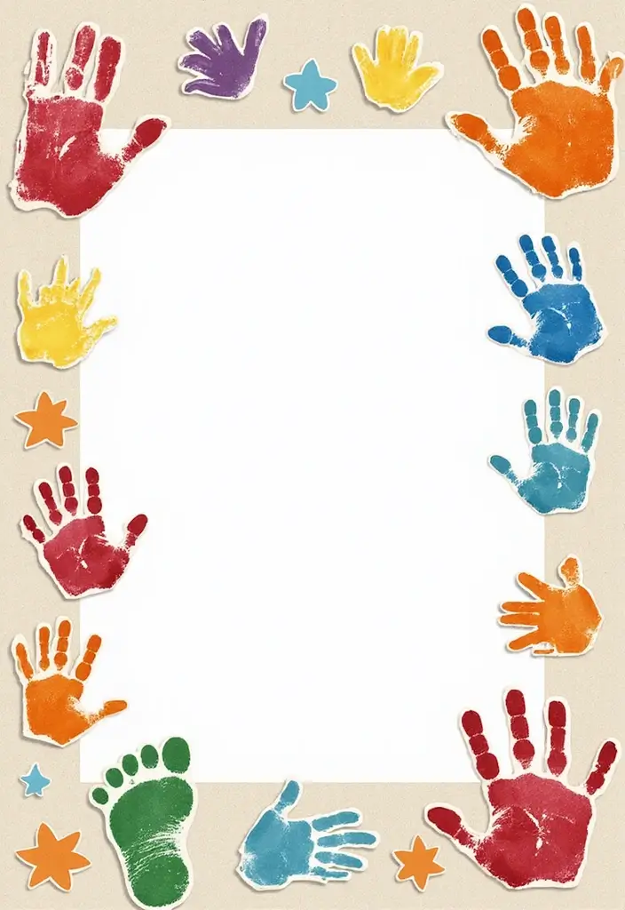 30 First Birthday Scrapbook Ideas for Your Baby’s Big Day - 2. Handprints and Footprints Page