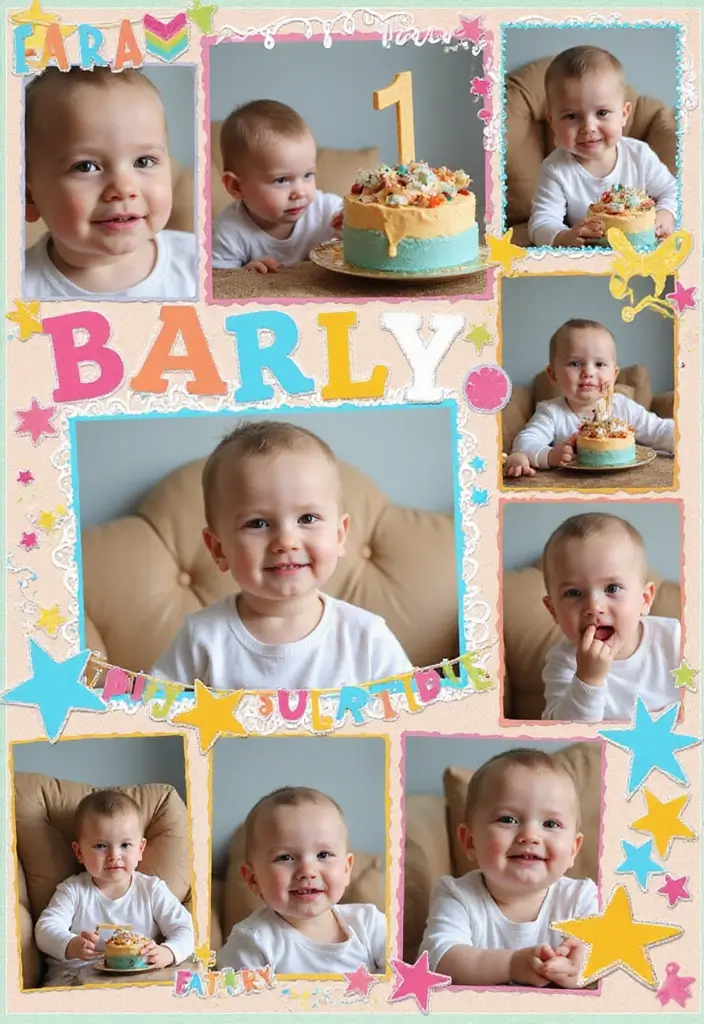 30 First Birthday Scrapbook Ideas for Your Baby’s Big Day - 3. First Birthday Party Highlights