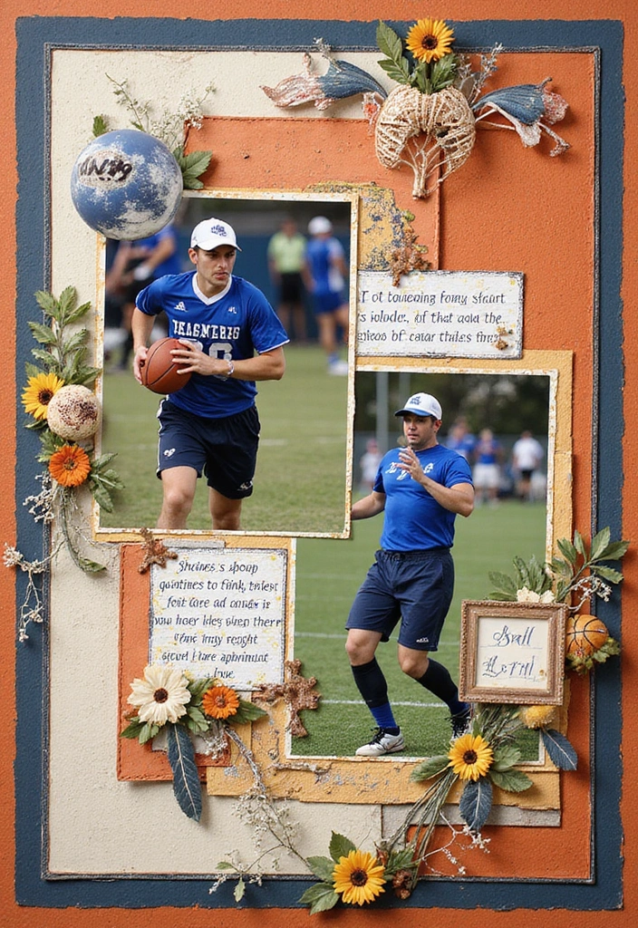 30 First Page Scrapbook Ideas to Make a Stunning Start - 12. Sports Highlights: Capturing the Passion