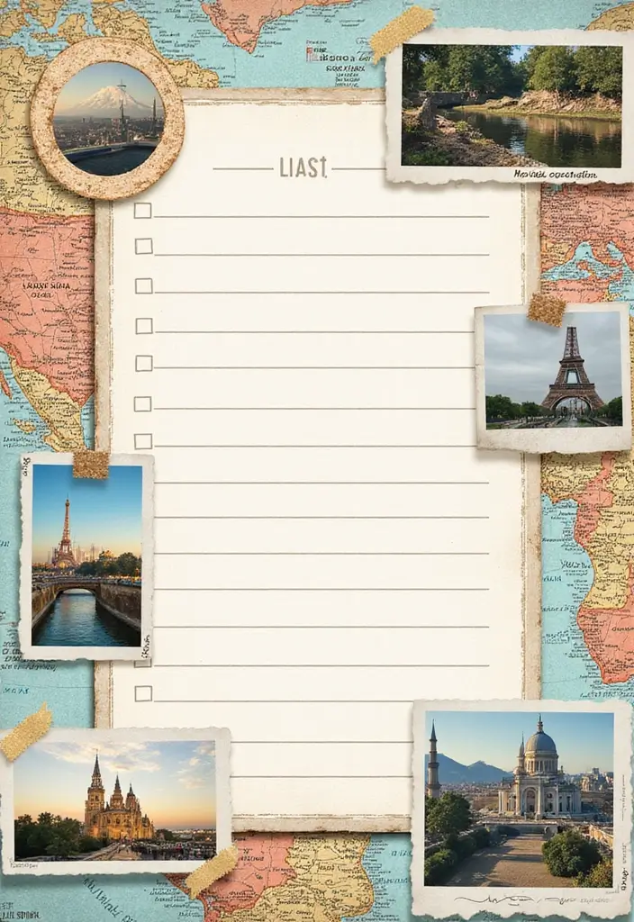 30 First Page Scrapbook Ideas to Make a Stunning Start - 7. Travel Bucket List: The Places You Dream Of