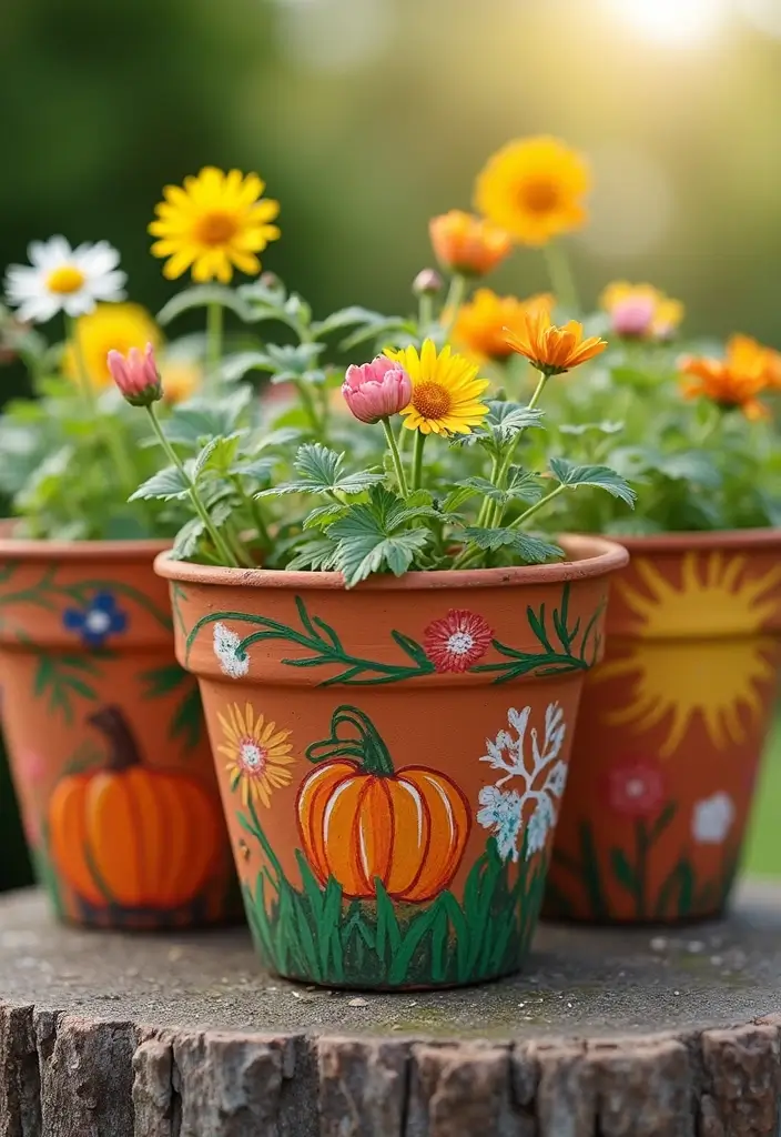 30 Flower Pot Painting Ideas to Add Color to Your Garden 44 30 Flower Pot Painting Ideas to Add Color to Your Garden - 10. Seasonal Themes