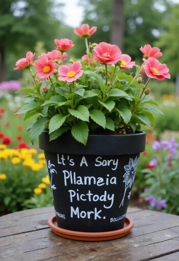 30 Flower Pot Painting Ideas to Add Color to Your Garden 58 30 Flower Pot Painting Ideas to Add Color to Your Garden - 12. Fun Chalkboard Paint Pots