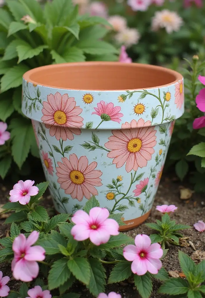 30 Flower Pot Painting Ideas to Add Color to Your Garden 4 30 Flower Pot Painting Ideas to Add Color to Your Garden - 2. Nature-Inspired Floral Designs